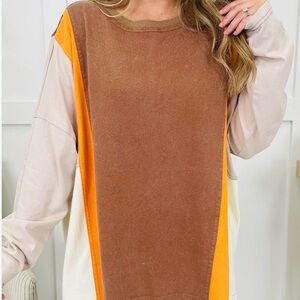 NWOT Easel Color Block Long Sleeve Top